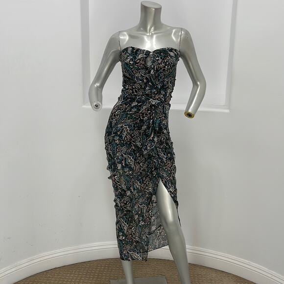 Veronica Beard Peyton Strapless Ruched Midi Dress Size 0 Paisley Print Cocktail - Picture 16 of 16